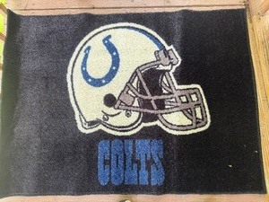 lot 213 image: Indianapolis Colts NFL Area Rug - Large Helmet Logo & Team Name