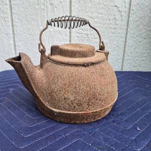 Wagner Ware Cast Iron Tea Kettle with Wire Handle
