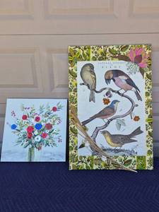 lot 123 image: Mixed Decorative Art Collection - Floral Canvas and Bird Natural History Print