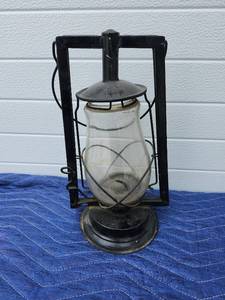 lot 150 image: Old Kerosene Hurricane Lantern with Glass Globe  See all Pictures flr Condition