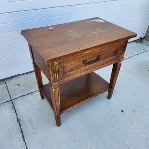 lot 159 image: Wooden Side Table with Drawer and Lower Shelf
