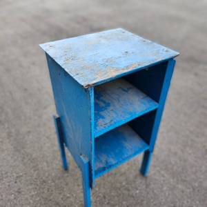 lot 180 image: Blue Painted Wood Nightstand Side Table