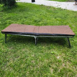 lot 181 image: COLEMAN Folding Camping Cot with Striped Cushion