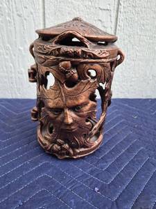 lot 357 image: Carved Wood Dragon Incense Burner with Lid