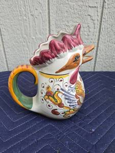 lot 362 image: Hand Painted Ceramic Rooster Pitcher