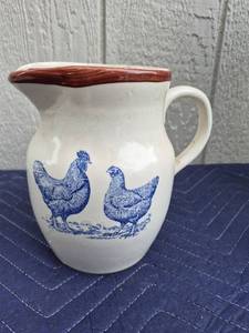 lot 363 image: Ceramic Pitcher with Blue Chicken Design