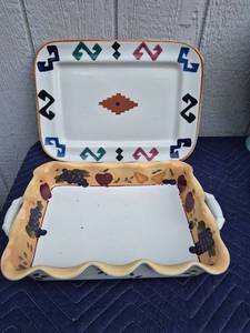 lot 379 image: Ceramic Baking Dish Set with Southwestern Design