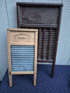 lot 384 image: National Washboard Co. No. 703 Wooden Washboard with Metal Scrub Board