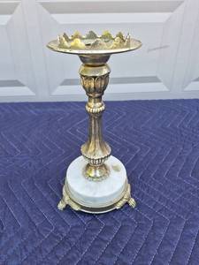 lot 404 image: Ornate Candle Holder with Marble Base - Heavy