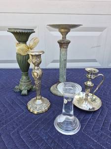 lot 406 image: Mixed Candle Holder Collection Set - One is Solid Brass