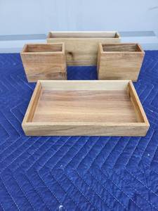 lot 423 image: Wooden Desktop Organizer Tray Set