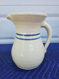 lot 425 image: Blue Striped Stoneware Water Pitcher