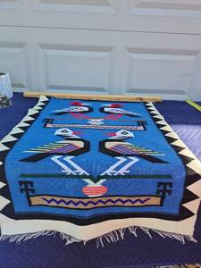 lot 439 image: Handwoven Native American Style Thunderbird Blanket