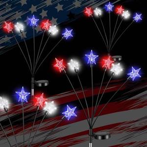lot 37434 image: 4th Of July Decorations Red White And Blue Star Solar Lights