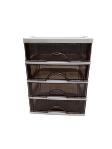 lot 40376 image: 4 Tier Plastic Storage Organizer 11.5in (ONE SHELF DAMAGED SEE PHOTO #3)