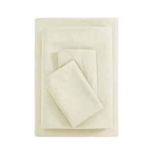 lot 40379 image: Mainstays Basic Value Recycled Microfiber Bed Sheet Set  Queen  Ivory  4 Piece