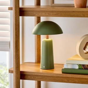 lot 40393 image: Better Homes & Gardens 12  Green Dome Rechargeable LED Portable Lamp with Dimmable Touch Sensor TOP PIECE, DETACHED,