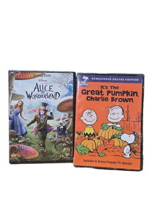 lot 41579 image: Disney Alice in Wonderland and Peanuts Great Pumpkin Charlie Brown DVD Bundle