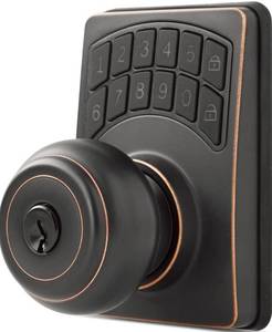 lot 41590 image: Hyper Tough Keyless Digital Ball Doorknob- Oil Rubbed Bronze Finish, Smart, Secure and Convenient