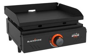 lot 37450 image: Blackstone Adventure Ready Outdoor Griddle, 17 Inch Single-Burner Portable Flat Top Grill, Black - Retail $123