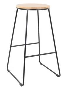 lot 37456 image: 2-Pack Mainstays 28H Backless Stool Black Metal Base with Natural Wood Seat - Retail $67