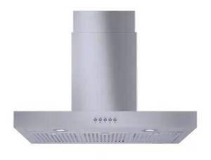 lot 37461 image: Vissani Lora 30 in. 350 CFM Convertible T-Shape Wall Mount Range Hood in Stainless Steel with Charcoal Filters and LED Lighting - Retail $299