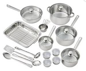 lot 37466 image: Mainstays Stainless Steel 24Pc Cookware Set - Retail $60