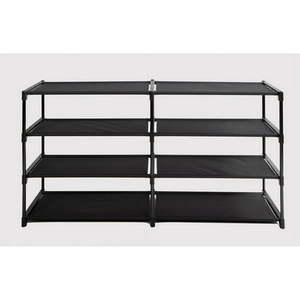 lot 40405 image: Mainstays 4-Tier Shoe Rack Storage Organizer  Rich Black  24 Pairs  Iron Poles & Plastic Connectors