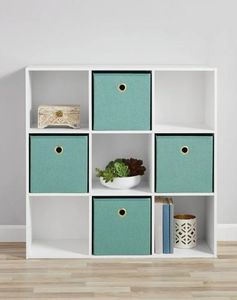 lot 40408 image: Mainstays 9 Cube Storage Organizer, White (STORAGE BOXES NOT INCLUDEDDamage to Wood)
