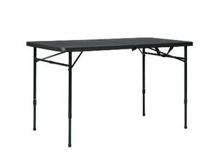 lot 40415 image: Mainstays 4 Foot Fold-in-Half Adjustable Folding Table, Rich Black