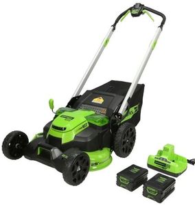 lot 40417 image: Greenworks Ultrapower 60v 25in Mower Self Propelled Two Autoswitch Battery Ports Dual Blade Cutting System - Retail $849
