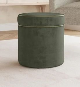 lot 40436 image: HomePop Ava Velvet Ottoman with Storage - Loden Green Velvet