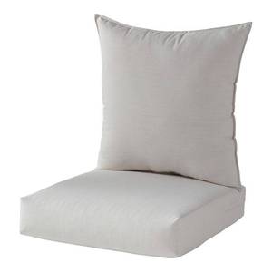 lot 40440 image: Sunbrella Fabric Cast Pumice 2-Piece Reversible Outdoor Deep Seat Cushion Set