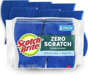 lot 41640 image: Scotch-Brite Zero Scratch, Non-Scratch, Cleaning Scrub Sponges, 6 Dish Sponges
