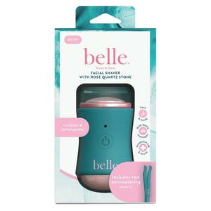 lot 41645 image: Belle Womens Electric Facial Shaver Rechargeable  Rose Quartz Massager  with 2 Dermaplaning Razors