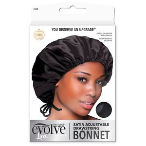 lot 41647 image: Evolve Products Satin Adjustable Bonnet Securing All Hair Types, Includes Headwrap
