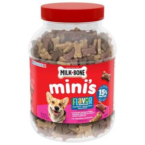 lot 41659 image: Milk-Bone Original Mini Dog Treats Biscuits with Beef, Chicken & Bacon Flavor  Snacks - 36oz OPENED, BEST BY 08032027