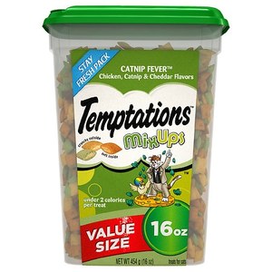 lot 41672 image: Temptations Cheese, Chicken and Catnip Flavor Mix-Ups Crunchy Treats Cat Treats - 16oz BEST BY 09302027