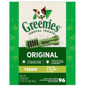 lot 41711 image: Greenies Teenie Chewy Dental Dog Treats Original Chicken - 27oz, BEST BY JULY 27, 2029