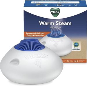 lot 41720 image: Vicks Warm Steam Vaporizer Humidifier with Night Light, 1.5 gal, 600 Sq. ft, White