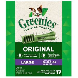 lot 41724 image: Greenies Large Chewy Dental Dog Treats Original Chicken - 27oz BEST BY JULY 27, 2029