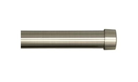 lot 36188 image: Better Homes & Gardens Adjustable Curtain Rod, Modern Brushed Nickel, Cap Finials, 36-72 inches (missing cap)