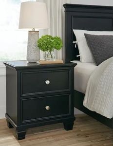 lot 40446 image: DESIGN BY ASHLEYLanolee Black 2 Drawers 25.13 in. W Nightstand - Retail $184