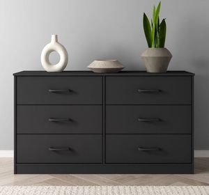 lot 40448 image: Mainstays Ardent 6 Drawer Dresser, 53.75 Wide, Black (MISSING HARDWARE, PARTS ONLY)- Retail $134