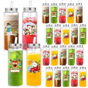 lot 40455 image: Skylety 24 Pcs Large Christmas Reusable Cups with Lids Straws 17 oz Clear Plastic Cups Santa Claus Snowman Christmas Tumblers Xmas Party Winter Holiday Plastic Tumblers for Team Nurses Coworker
