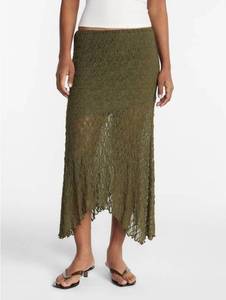 lot 41732 image: No Boundaries Asymmetrical Lace Midi Skirt, Womens Size S