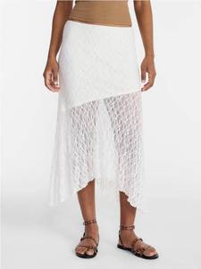 lot 41736 image: No Boundaries Asymmetrical Lace Midi Skirt, Womens Size S