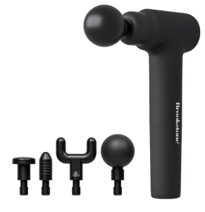 lot 41772 image: Brookstone Deep Tissue Massage Gun for Pain Relief & Muscle Recovery 9-Speed Handheld Percussion Massager, 4 Heads, Type-C Rechargeable, Quiet, 3200 RPM, Shockproof Design