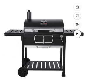 lot 42209 image: Royal Gourmet 30 CD2030AN Deluxe Charcoal Grill, BBQ Smoker Picnic Camping Patio Backyard Cooking, Black - Retail $220