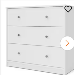 lot 42211 image: -Portland-3-Drawer-White-Chest-of-Drawers - Retail $155